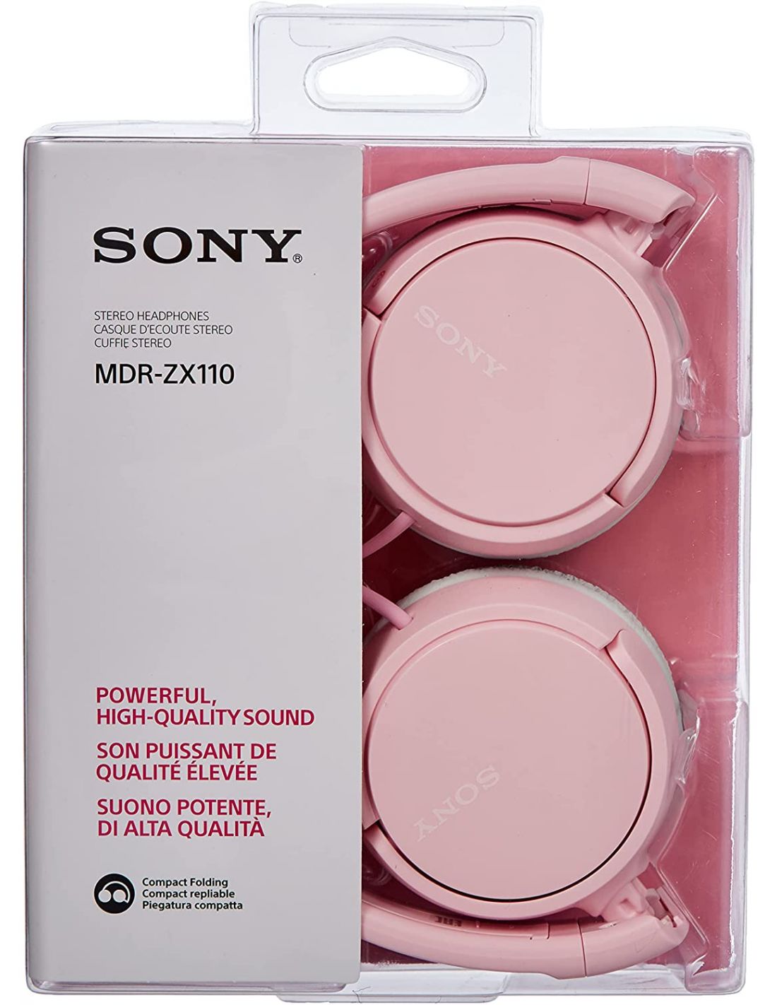 Auriculares  Sony MDR-ZX110, Con cable, 12 Hz- 22kHz, 98 dB, De diadema,  Supra-aural, Rosa
