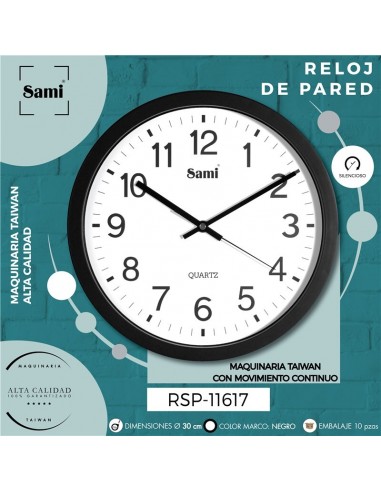 Cocina Reloj Pared Redondo Sami Decoración 35 CM RSP-11570
